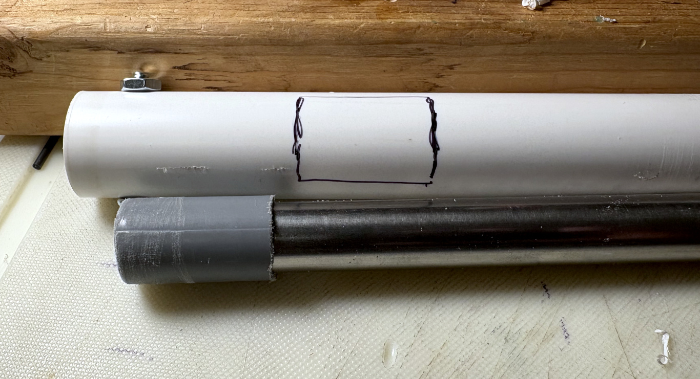 I marked out where to cut the antenna connection 'window'