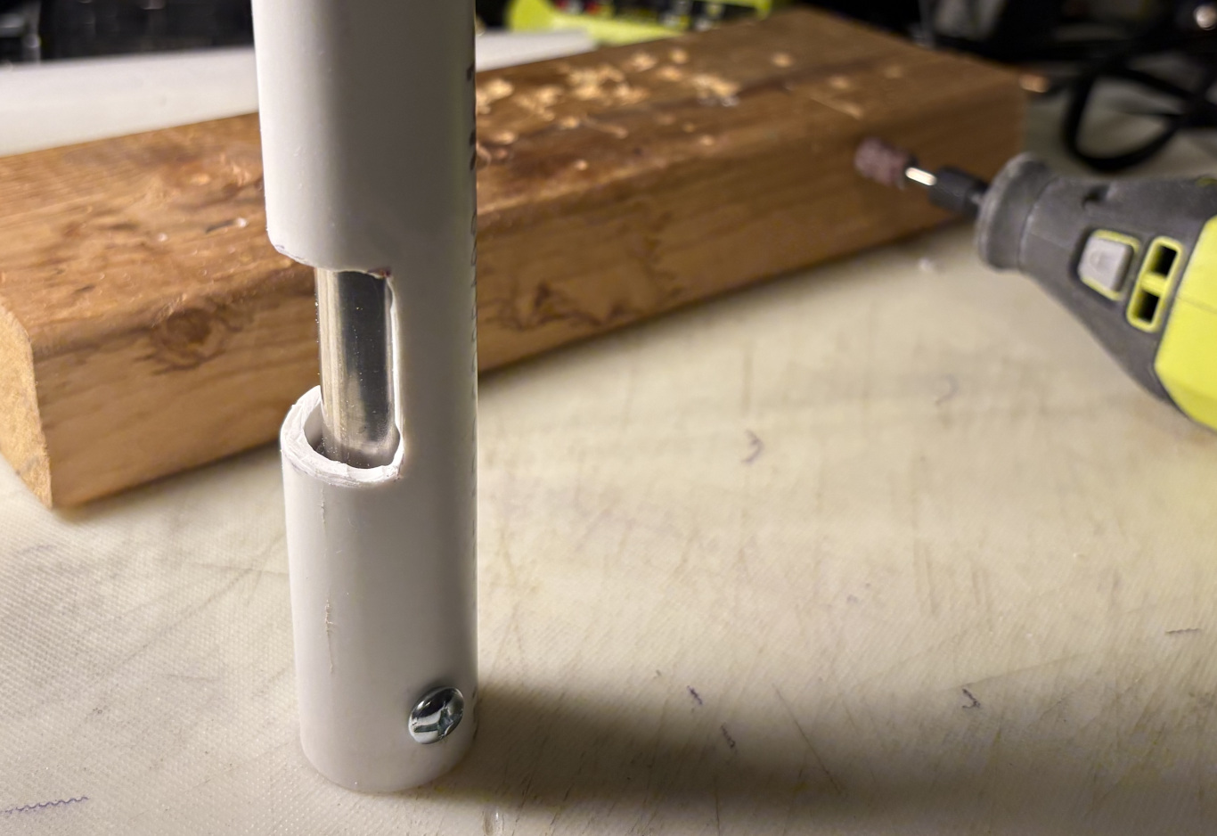 More smoothing, this time with a tubular sandpaper attachment